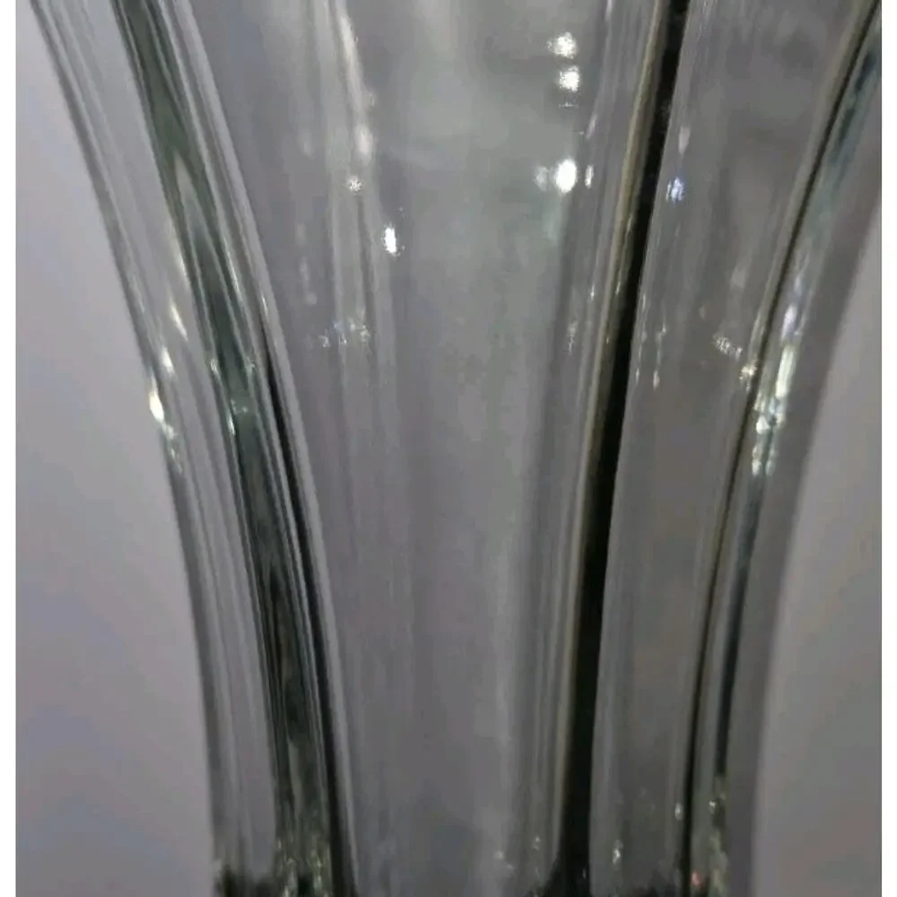 Vintage Hoosier Glass Clear Flared Hexagon Vase #4041 10.25” Panel Ribbon